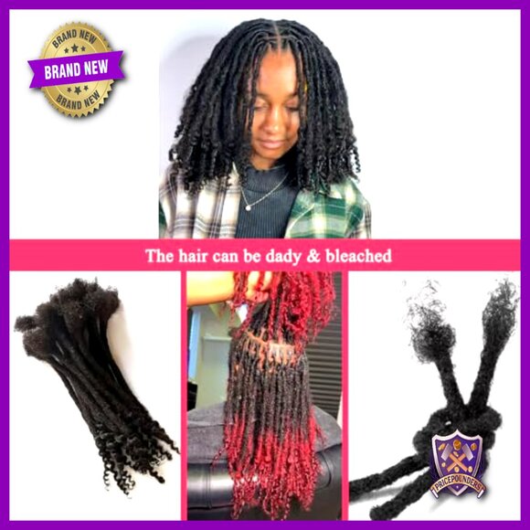 8 Inch Human Hair Dreadlock Extensions 30 Strands Curly Ends Handmade main image 4